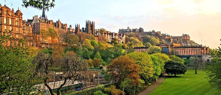 Princes street gardens in Edinburgh, Scotland