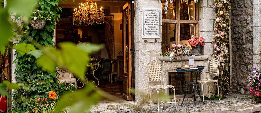 Quaint storefront in Saint Paul de Vence, France.